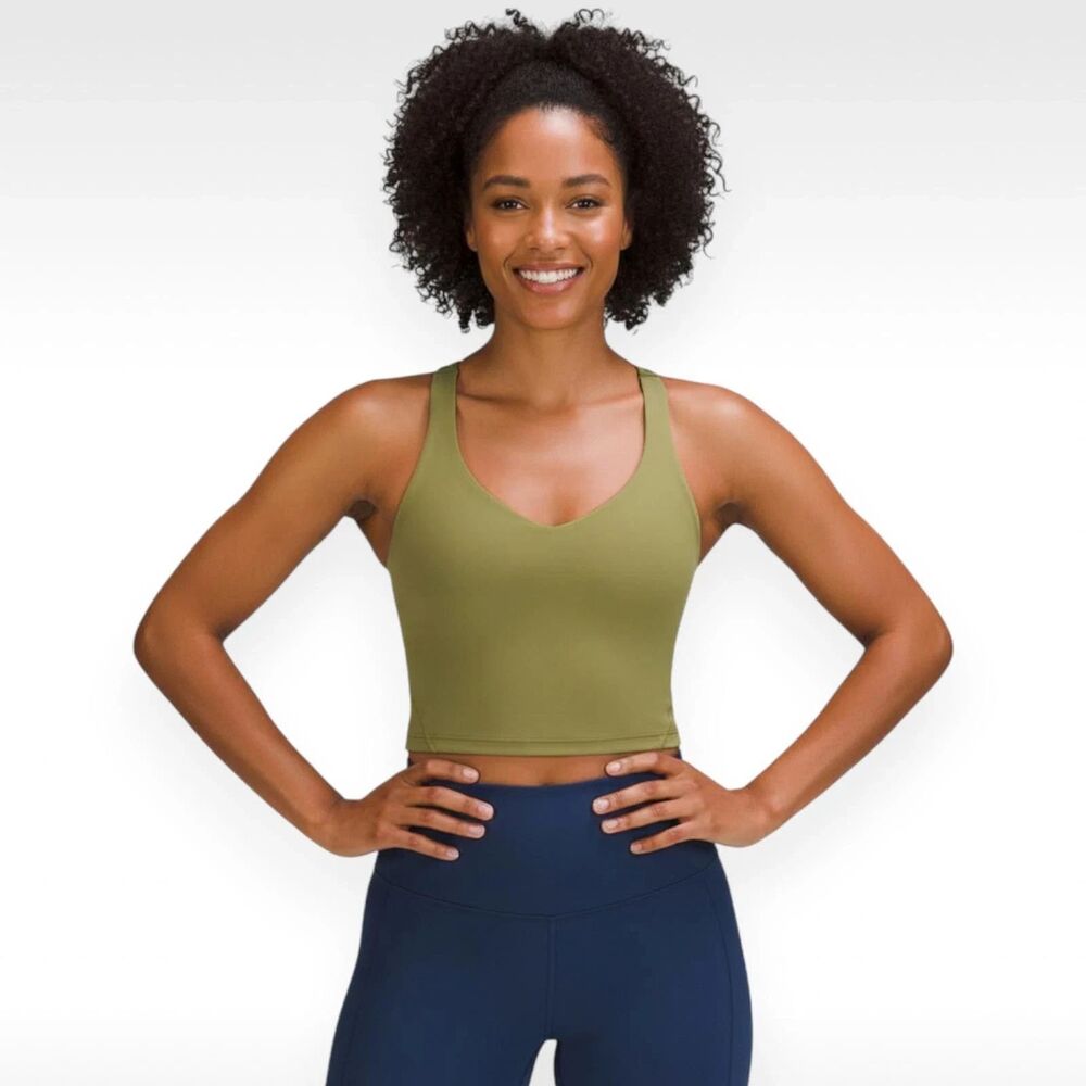 Lululemon Align Tank Top Bronze Green Size 4 A/B Cup Nulu Yoga Pilates LW1DUDS